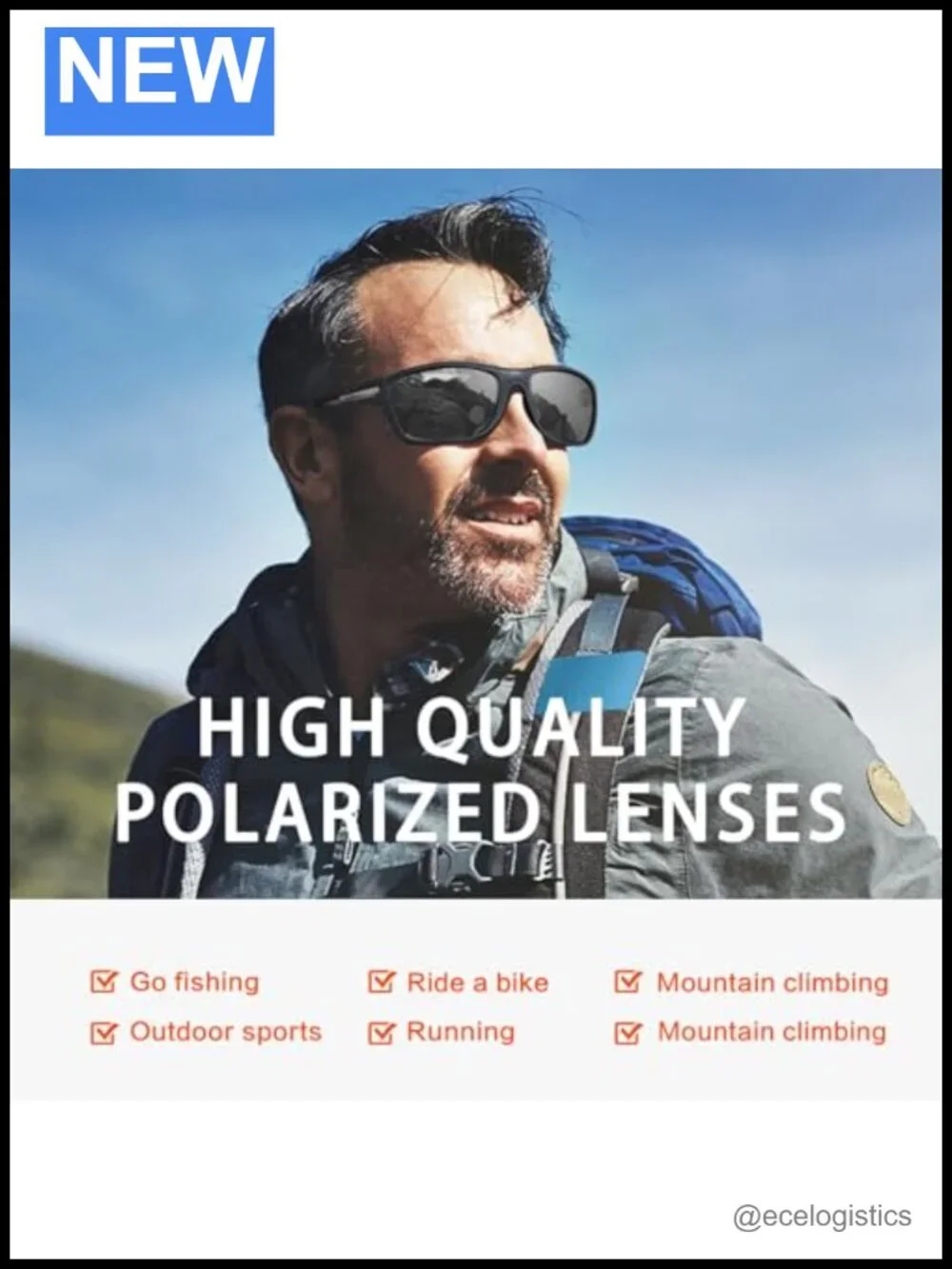 Polarized Sports Sunglasses UV400 Protection Wrap Around for Men